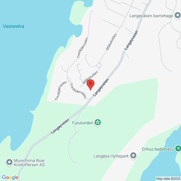 Bilde fra Google Maps, sentrert på adressen