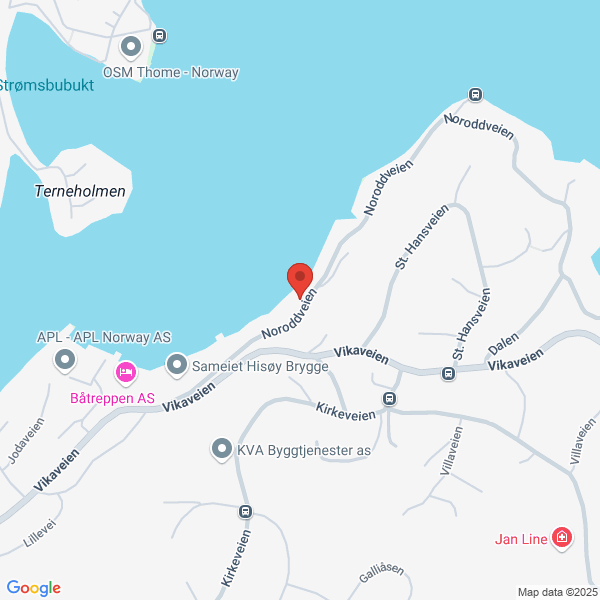 Bilde fra Google Maps, sentrert på adressen
