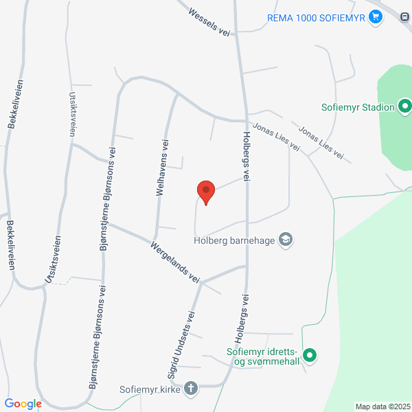 Bilde fra Google Maps, sentrert på adressen