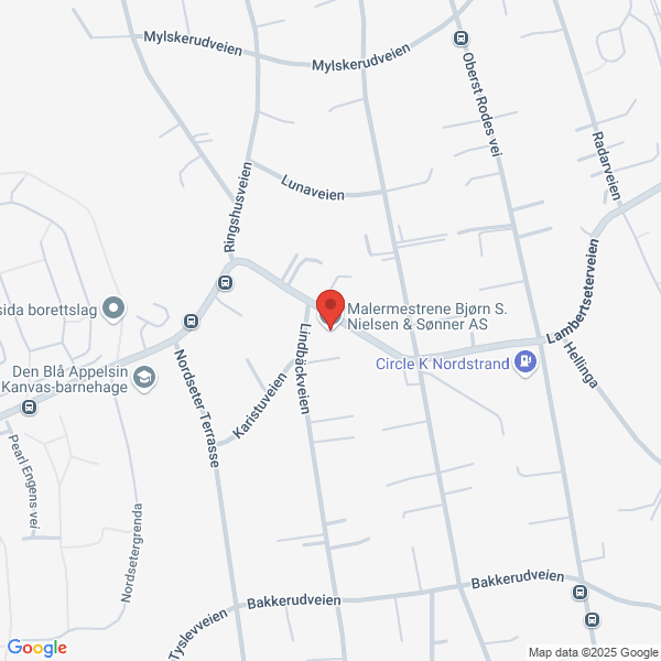 Bilde fra Google Maps, sentrert på adressen